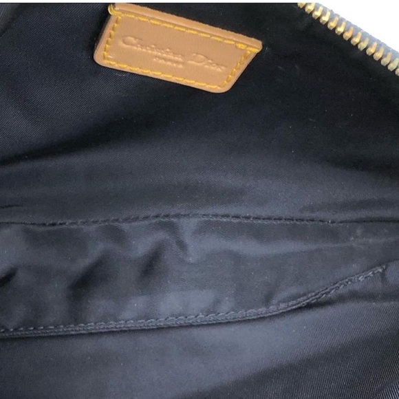 AUTH DIOR Y2K DARK DENIM & TAN LEATHER MINI SADDLE BAG VINTAGE EUC POUCHETTE - Picture 12 of 17